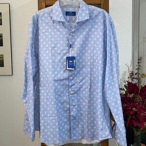 NWT $225 Light Blue / Cream Floral Print Cooper Sport Shirt ROBERT TALBOTT XXL